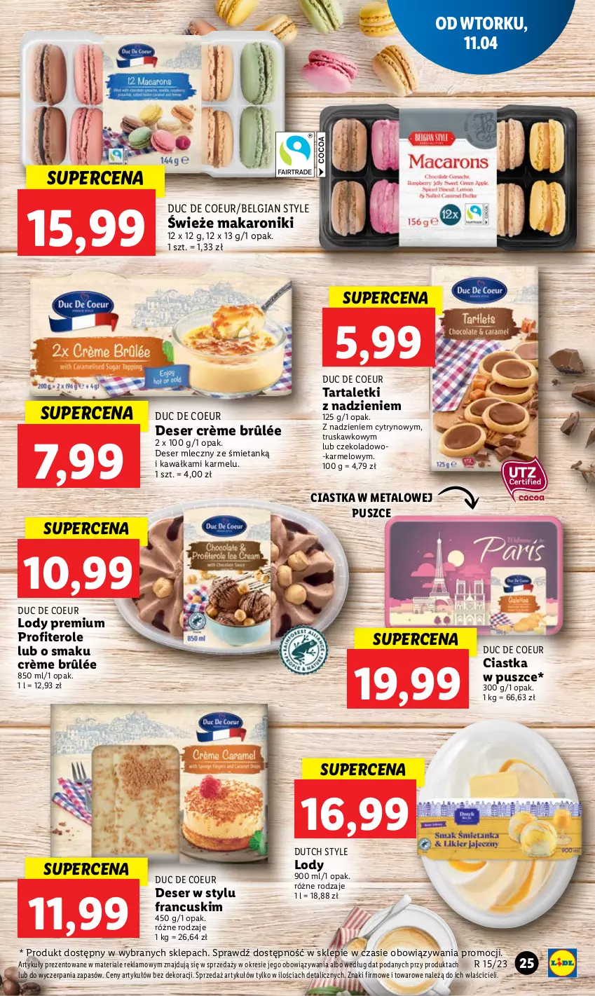 Gazetka promocyjna Lidl - GAZETKA - ważna 11.04 do 12.04.2023 - strona 29 - produkty: Ciastka, Crème brûlée, Deser, Deser mleczny, Kawa, LG, Lody, Makaron, Ser, Tarta