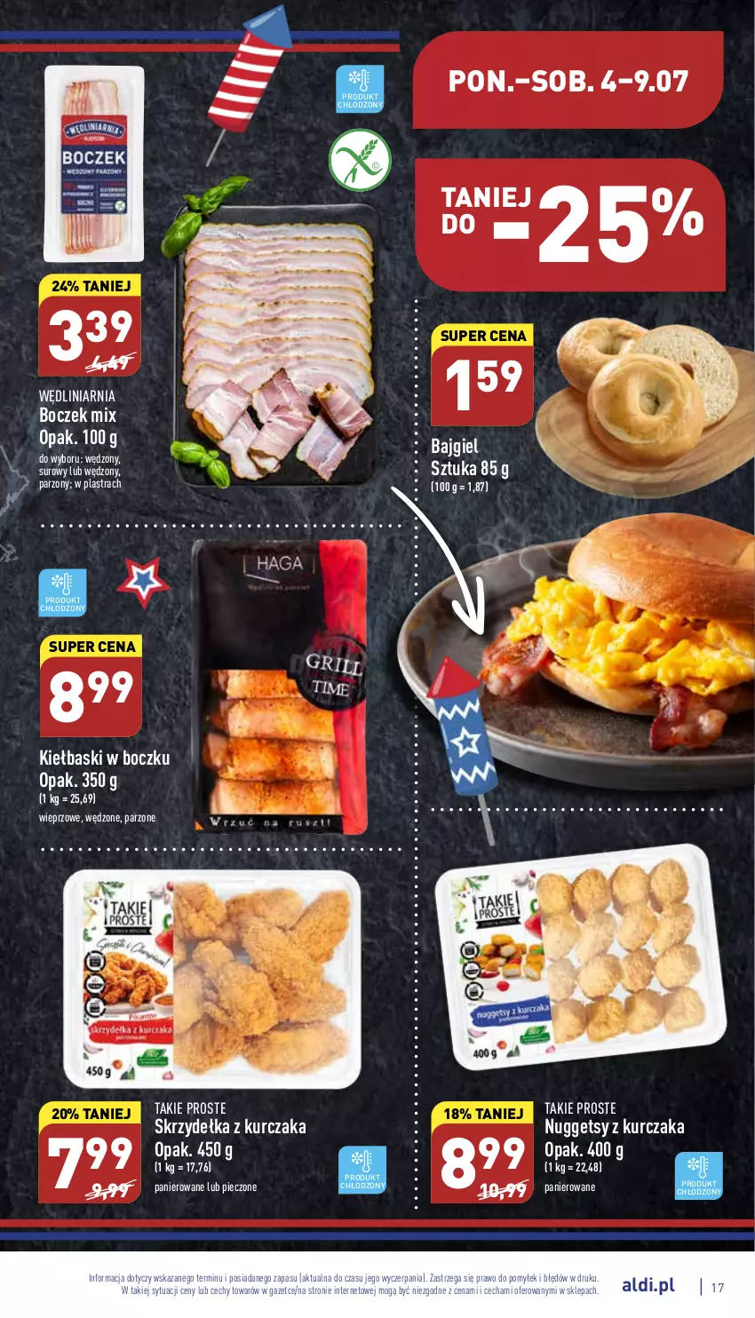 Gazetka promocyjna Aldi - Katalog spożywczy - ważna 04.07 do 09.07.2022 - strona 17 - produkty: Boczek, Kurczak, Piec, Skrzydełka z kurczaka