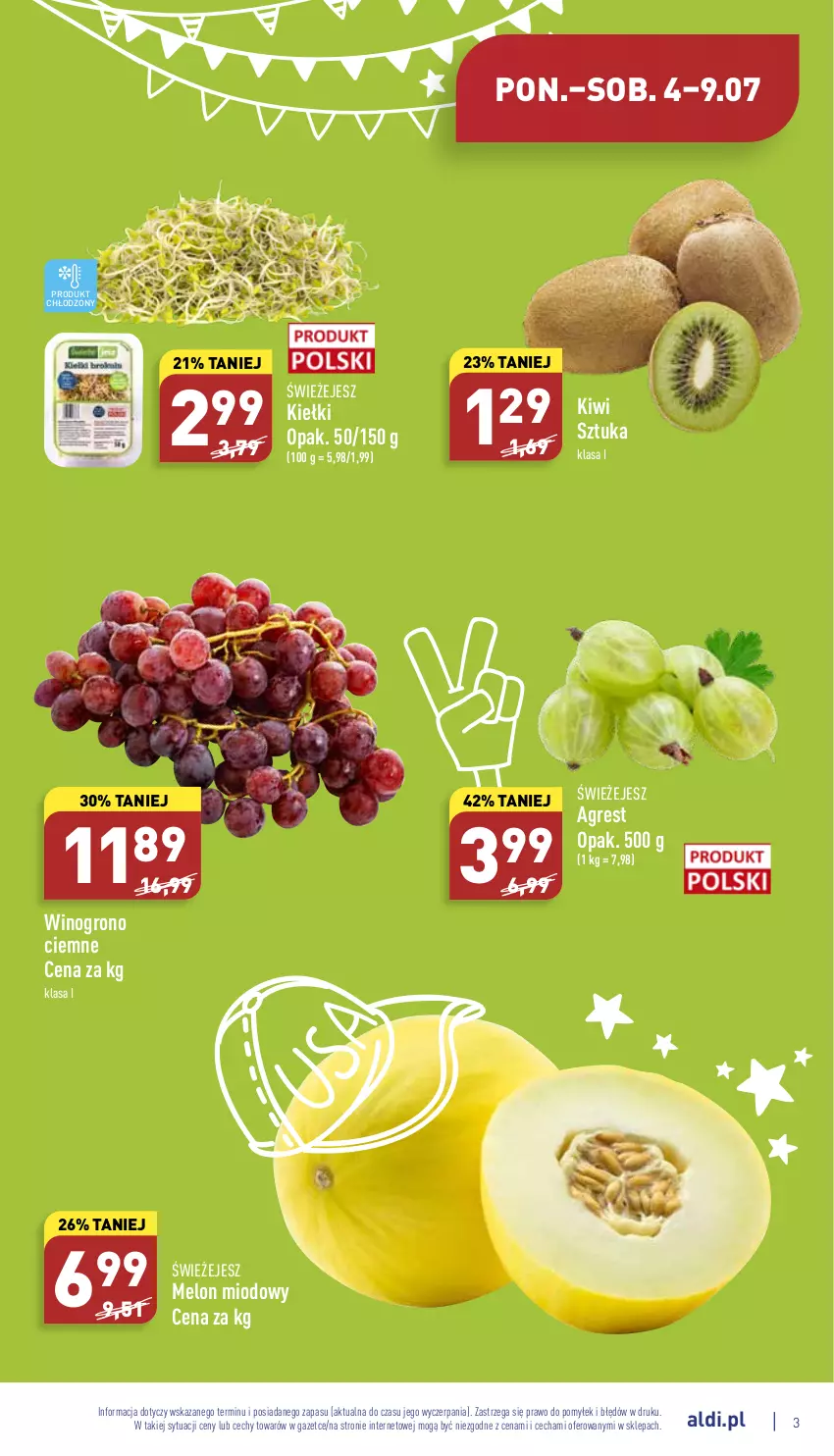 Gazetka promocyjna Aldi - Katalog spożywczy - ważna 04.07 do 09.07.2022 - strona 3 - produkty: Gres, Kiełki, Kiwi, Melon, Wino