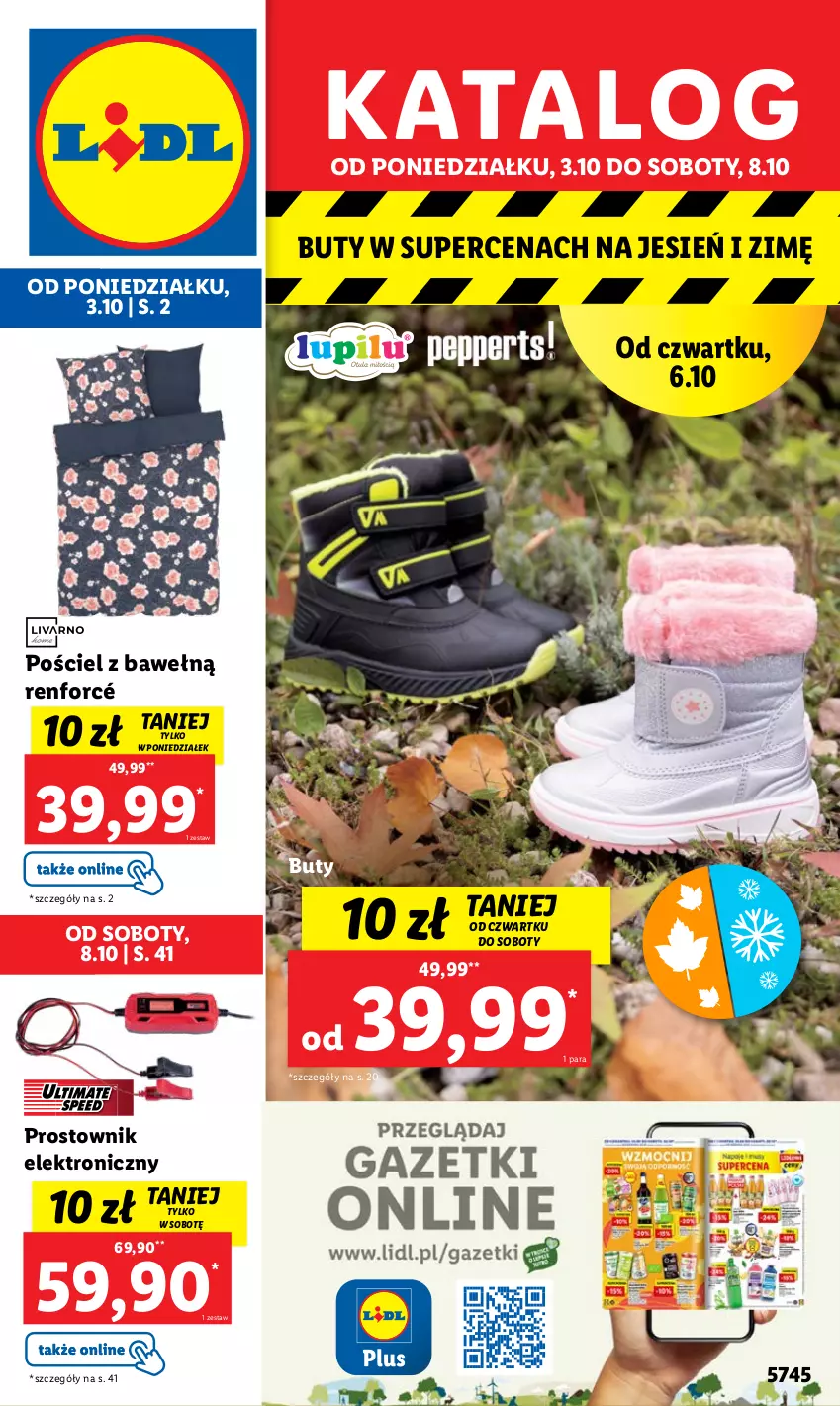 Gazetka promocyjna Lidl - GAZETKA - ważna 03.10 do 08.10.2022 - strona 1 - produkty: Buty, Plecak, Pościel, Prostownik