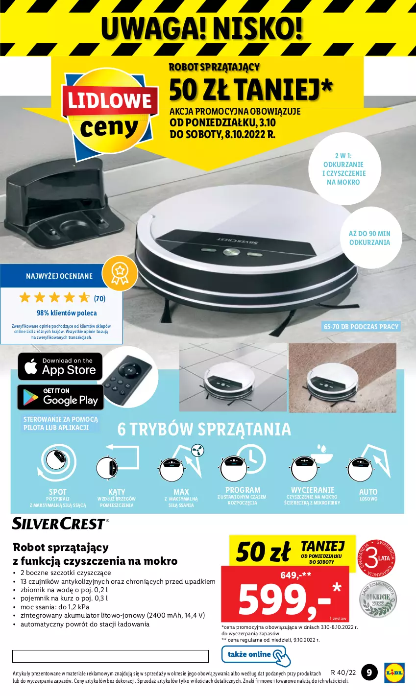 Gazetka promocyjna Lidl - GAZETKA - ważna 03.10 do 08.10.2022 - strona 9 - produkty: Akumulator, Gra, Pojemnik, Robot, Robot sprzątający, Tran, Waga