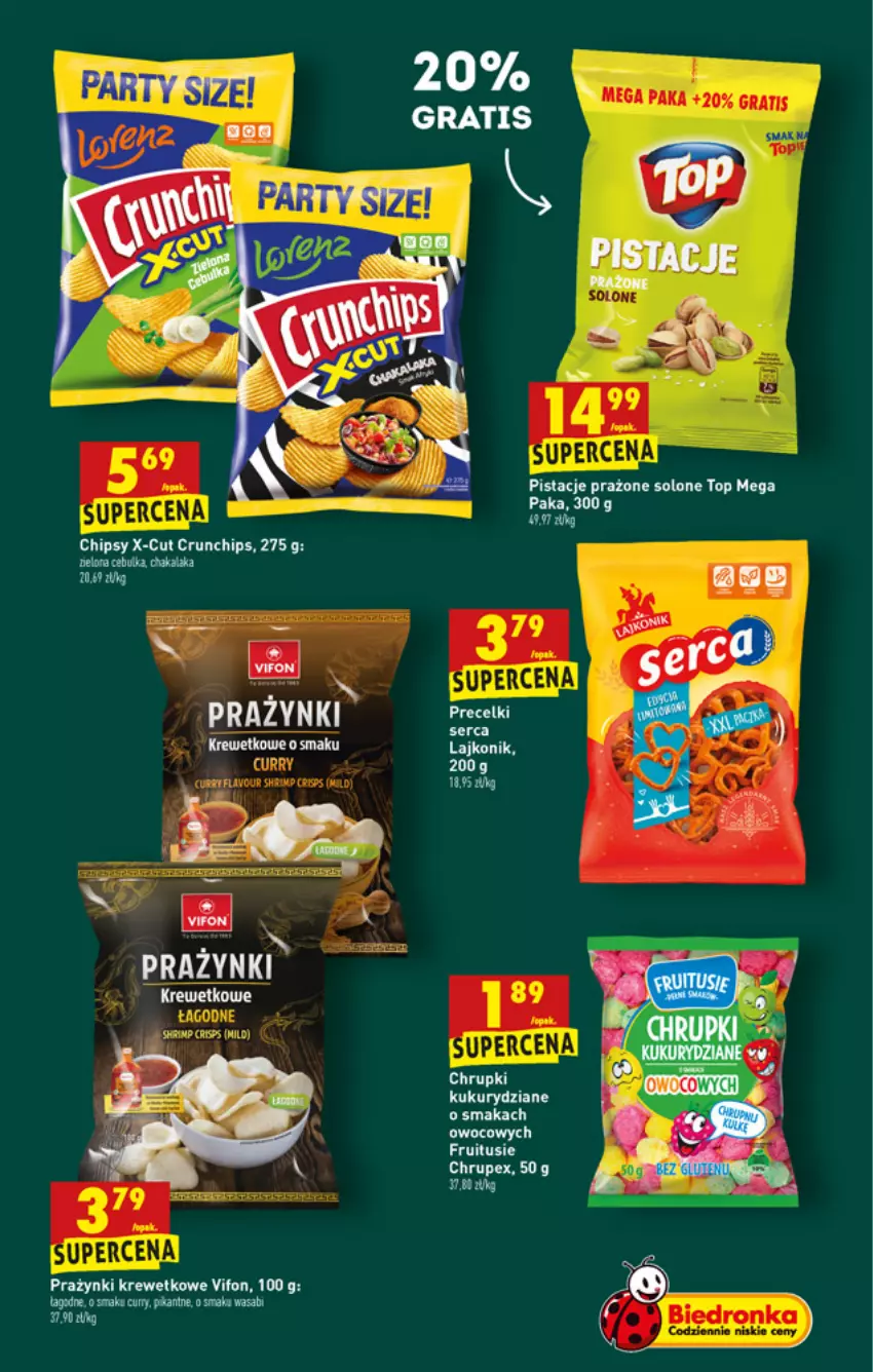 Gazetka promocyjna Biedronka - W tym tygodniu - ważna 03.02 do 09.02.2022 - strona 43 - produkty: Chipsy, Chrupki, Crunchips, Lajkonik, Pistacje, Prazynki, Tago, Top, Wasa