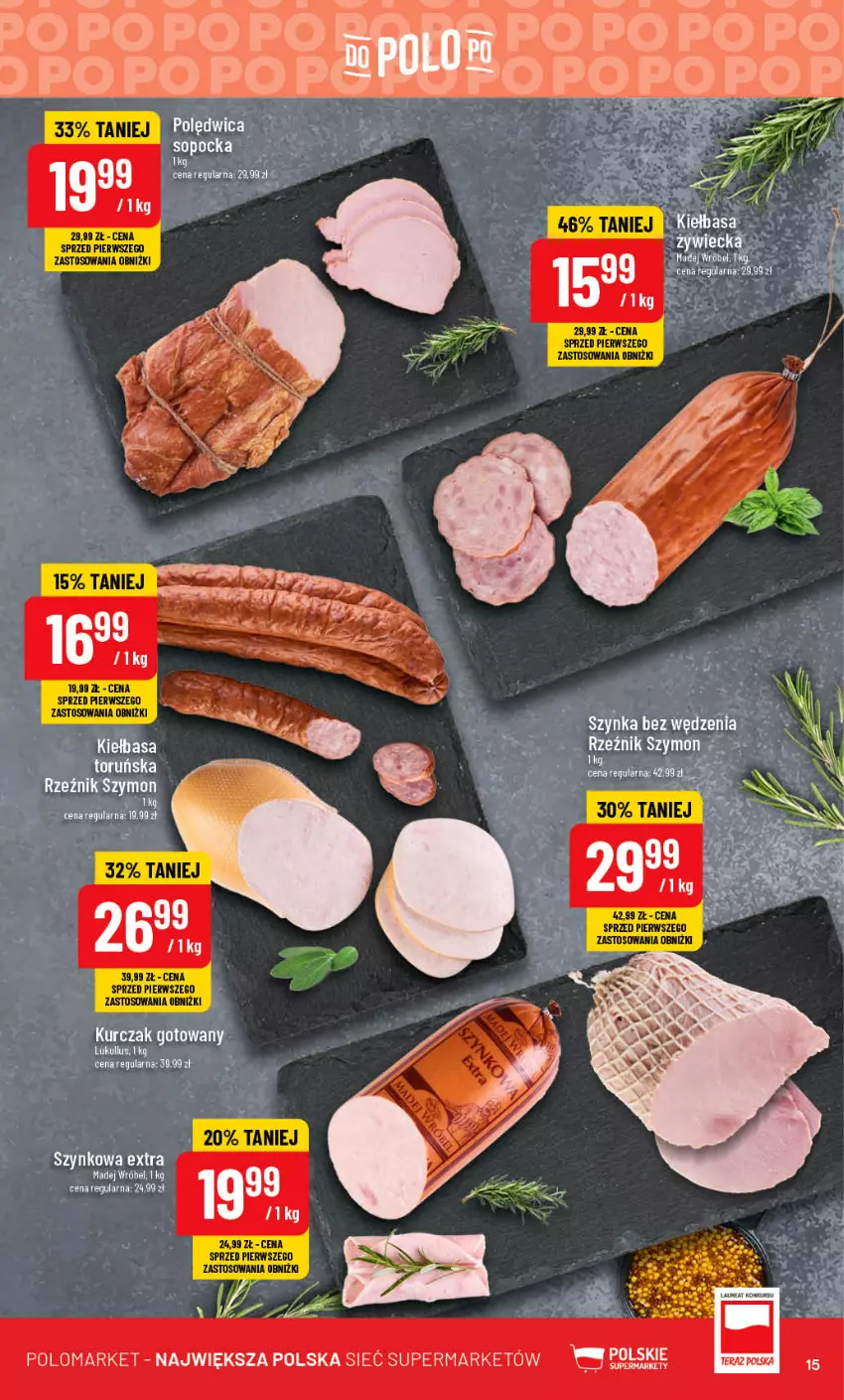 Gazetka promocyjna PoloMarket - Gazetka pomocyjna - ważna 23.08 do 29.08.2023 - strona 15 - produkty: Kiełbasa, Kurczak, Kurczak gotowany, Madej Wróbel, Szynka