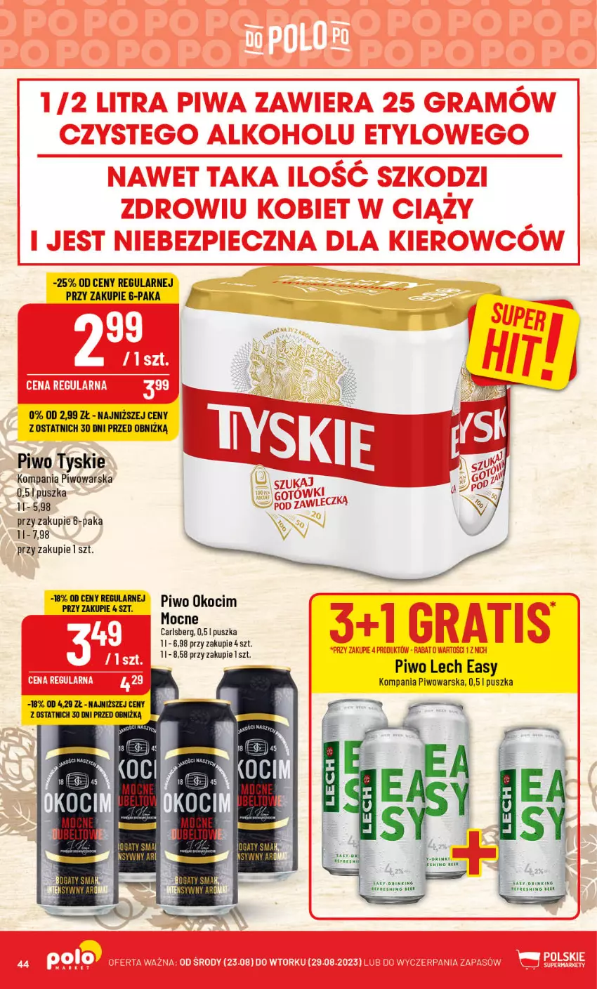 Gazetka promocyjna PoloMarket - Gazetka pomocyjna - ważna 23.08 do 29.08.2023 - strona 44 - produkty: Carlsberg, Koc, Okocim, Piwo, Tyskie