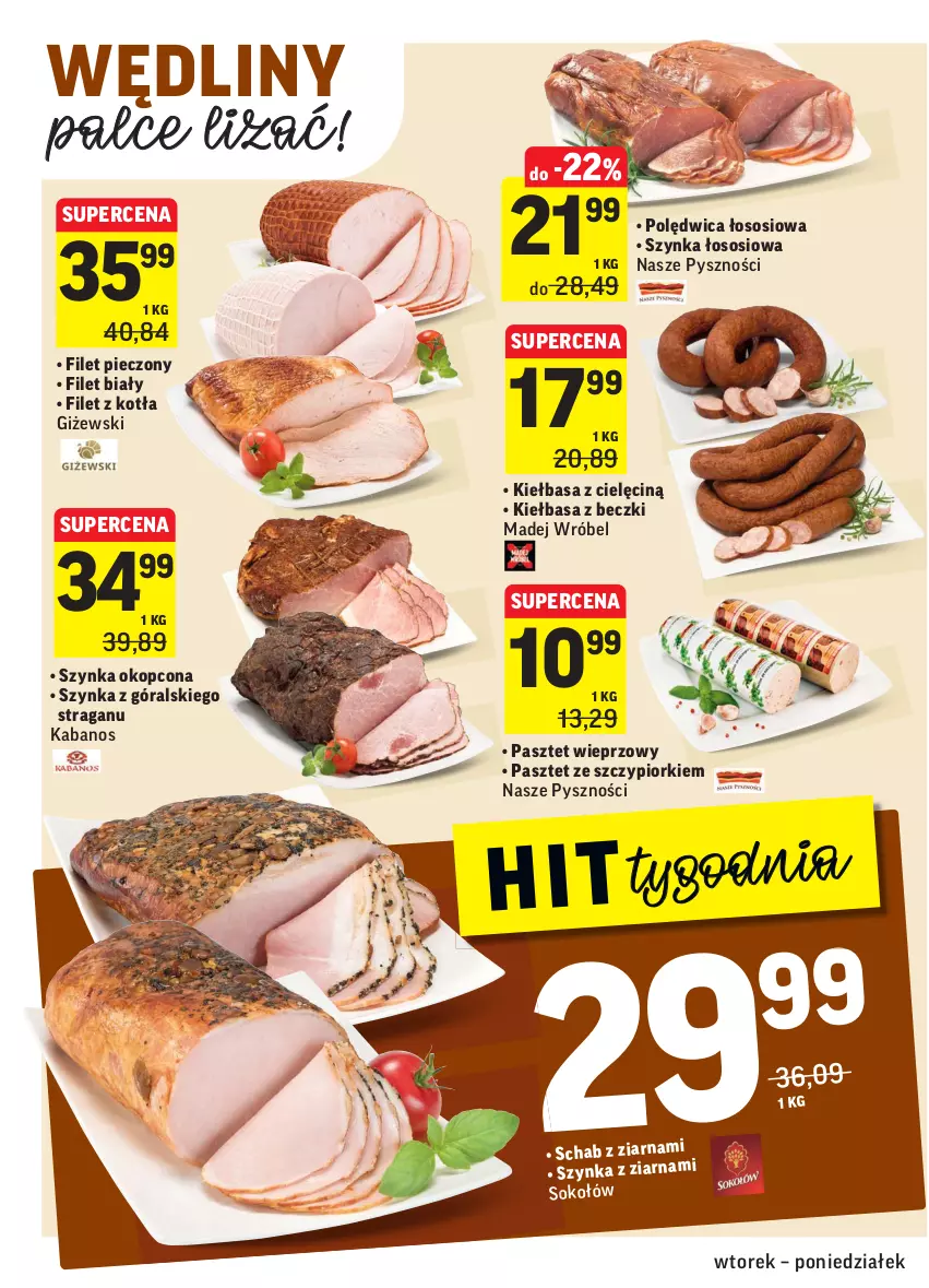 Gazetka promocyjna Intermarche - Gazetka promocyjna - ważna 08.02 do 14.02.2022 - strona 18 - produkty: Kabanos, Kiełbasa, Madej Wróbel, Pasztet, Piec, Polędwica, Sok, Sos, Szynka