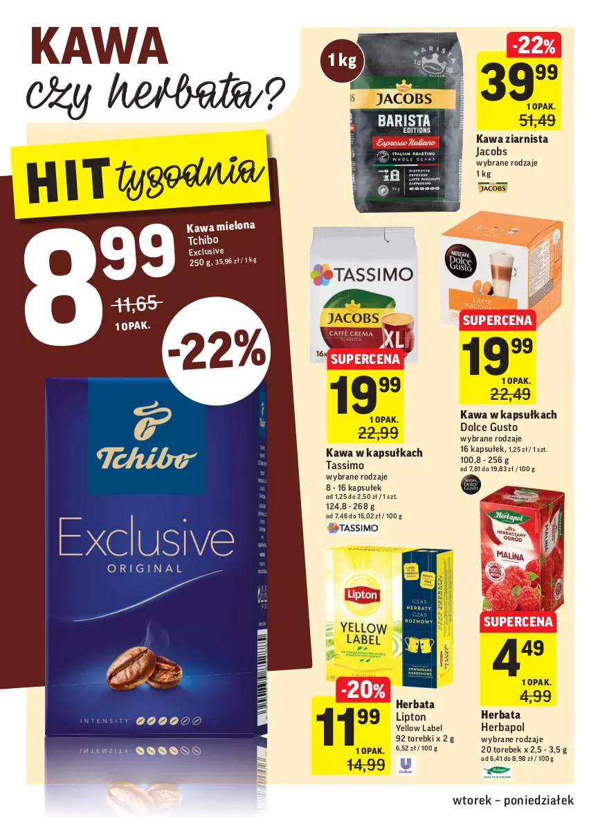 Gazetka promocyjna Intermarche - Gazetka promocyjna - ważna 08.02 do 14.02.2022 - strona 28 - produkty: Dolce Gusto, Herbapol, Herbata, Jacobs, Kawa, Kawa mielona, Kawa ziarnista, Lipton, Tassimo, Tchibo