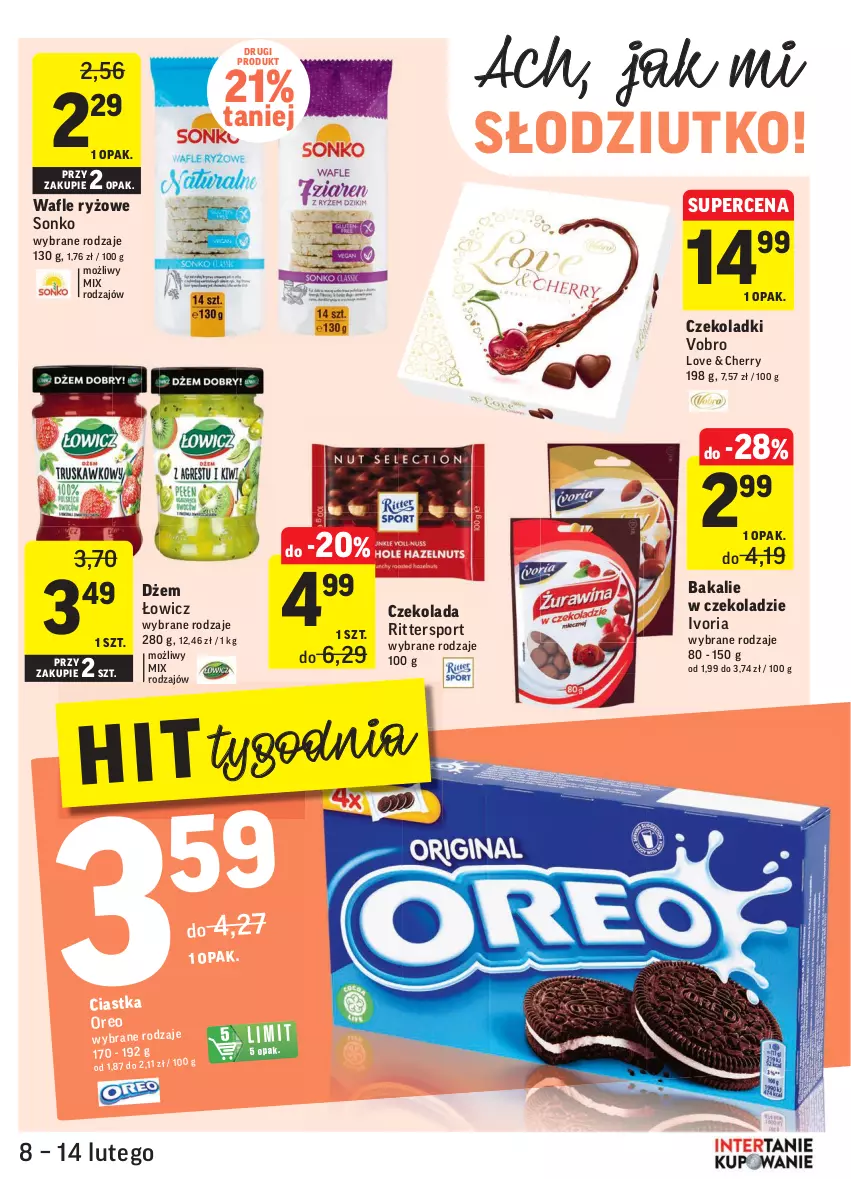 Gazetka promocyjna Intermarche - Gazetka promocyjna - ważna 08.02 do 14.02.2022 - strona 29 - produkty: Czekolada, Dżem, Oreo, Por, Ryż, Sonko, Sport, Wafle