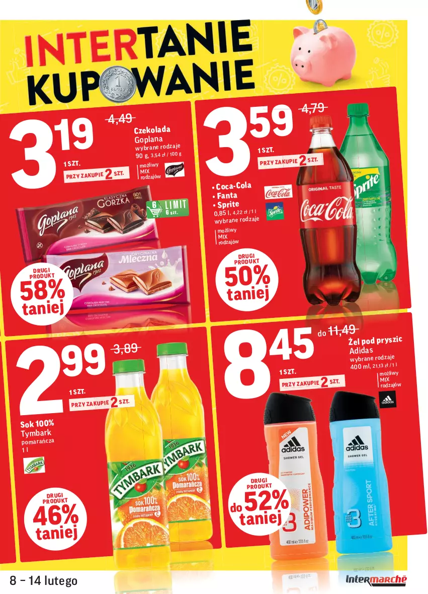 Gazetka promocyjna Intermarche - Gazetka promocyjna - ważna 08.02 do 14.02.2022 - strona 5 - produkty: Adidas, Czekolada, Fa, Fanta, Goplana, LANA, Sok, Sprite, Tymbark