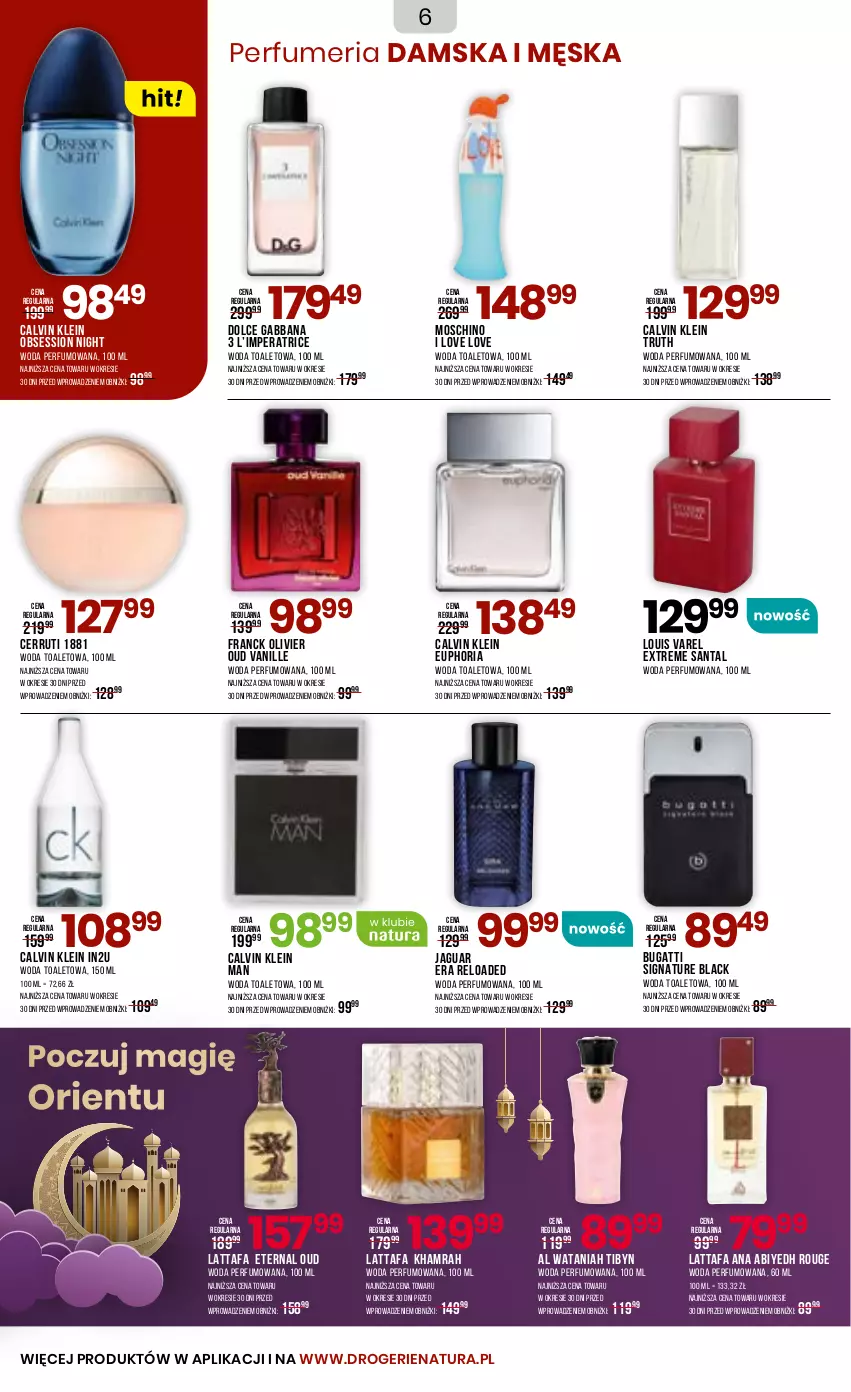 Gazetka promocyjna Drogerie Natura - Gazetka Drogerie Natura - ważna 23.04 do 05.05.2025 - strona 6 - produkty: Calvin Klein, Cerruti, Fa, Jaguar, Lack, Moschino, Perfum, SESSIO, Woda, Woda perfumowana, Woda toaletowa
