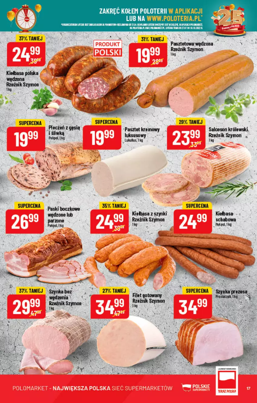 Gazetka promocyjna PoloMarket - Gazetka pomocyjna - ważna 12.10 do 18.10.2022 - strona 17 - produkty: Cień, Kiełbasa, Królewski, Pasztet, Pekpol, Salceson, Ser, Szynka