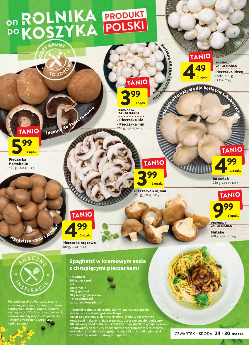 Gazetka promocyjna Intermarche - Wielkanoc - ważna 24.03 do 16.04.2022 - strona 12 - produkty: Bell, Boczniak, Fa, Kotlet, Makaron, Masło, Natka pietruszki, Parmezan, Piec, Pieczarka, Pieprz, Plasterki, Por, Portobello, Ser, Sól, Sos, Spaghetti, Talerz, Top