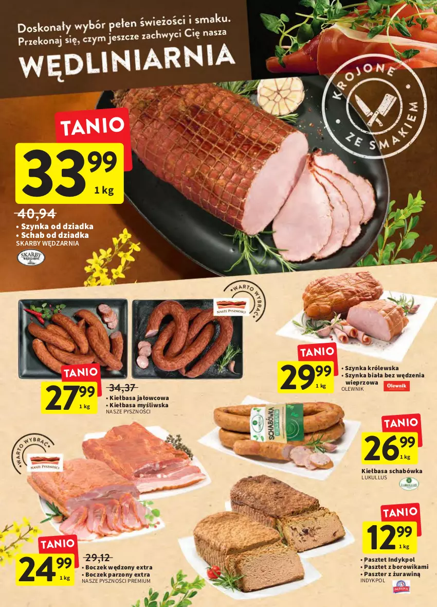 Gazetka promocyjna Intermarche - Wielkanoc - ważna 24.03 do 16.04.2022 - strona 20 - produkty: Boczek, Kiełbasa, Olewnik, Pasztet, Szynka, Szynka biała, Szynka Królewska