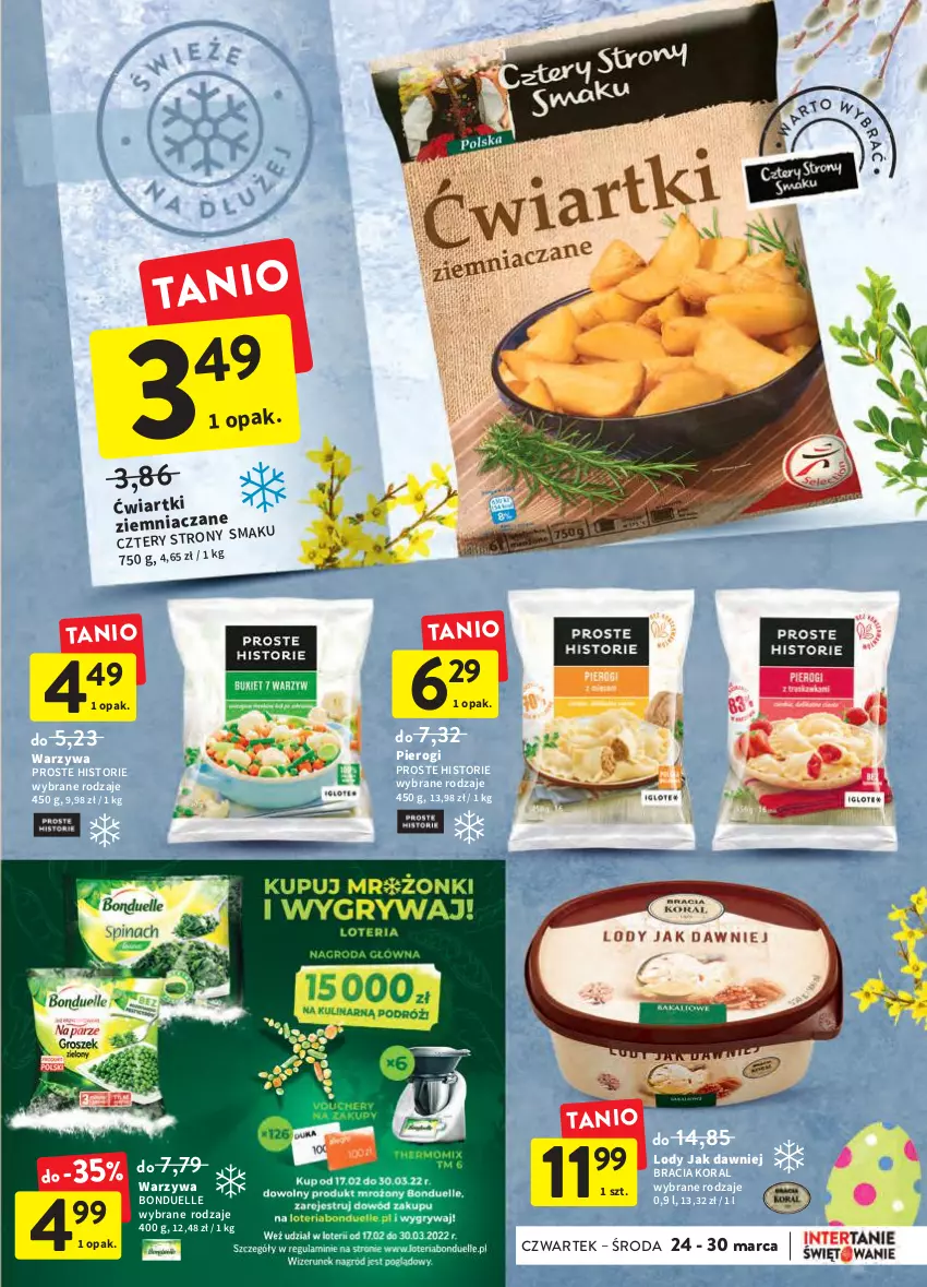 Gazetka promocyjna Intermarche - Wielkanoc - ważna 24.03 do 16.04.2022 - strona 25 - produkty: Bonduelle, Lody, Pierogi, Warzywa