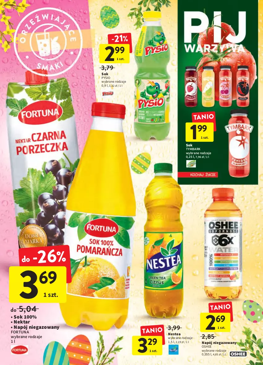 Gazetka promocyjna Intermarche - Wielkanoc - ważna 24.03 do 16.04.2022 - strona 38 - produkty: Fortuna, Napój, Napój niegazowany, Nektar, Nestea, Oshee, Sok, Tymbark