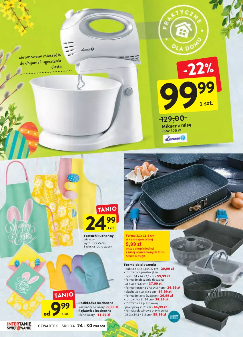 Gazetka promocyjna Intermarche - Wielkanoc - ważna 24.03 do 16.04.2022 - strona 42 - produkty: Babka, Fa, Fartuch kuchenny, Forma do pieczenia, Mikser, Mikser z misą, Piec, Podkład, Podkładka, Rękawica kuchenna, Ser, Tortownica