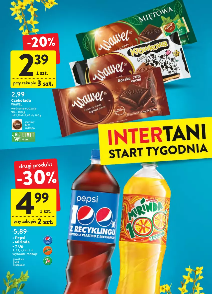 Gazetka promocyjna Intermarche - Wielkanoc - ważna 24.03 do 16.04.2022 - strona 44 - produkty: Czekolada, Mirinda, Pepsi, Wawel