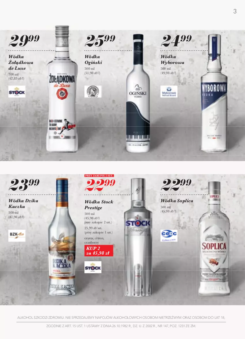 Gazetka promocyjna Stokrotka - Kolekcja alkoholi - ważna 19.08 do 15.09.2021 - strona 3 - produkty: Kaczka, Ogiński, Soplica, Stock, Wódka, Wyborowa