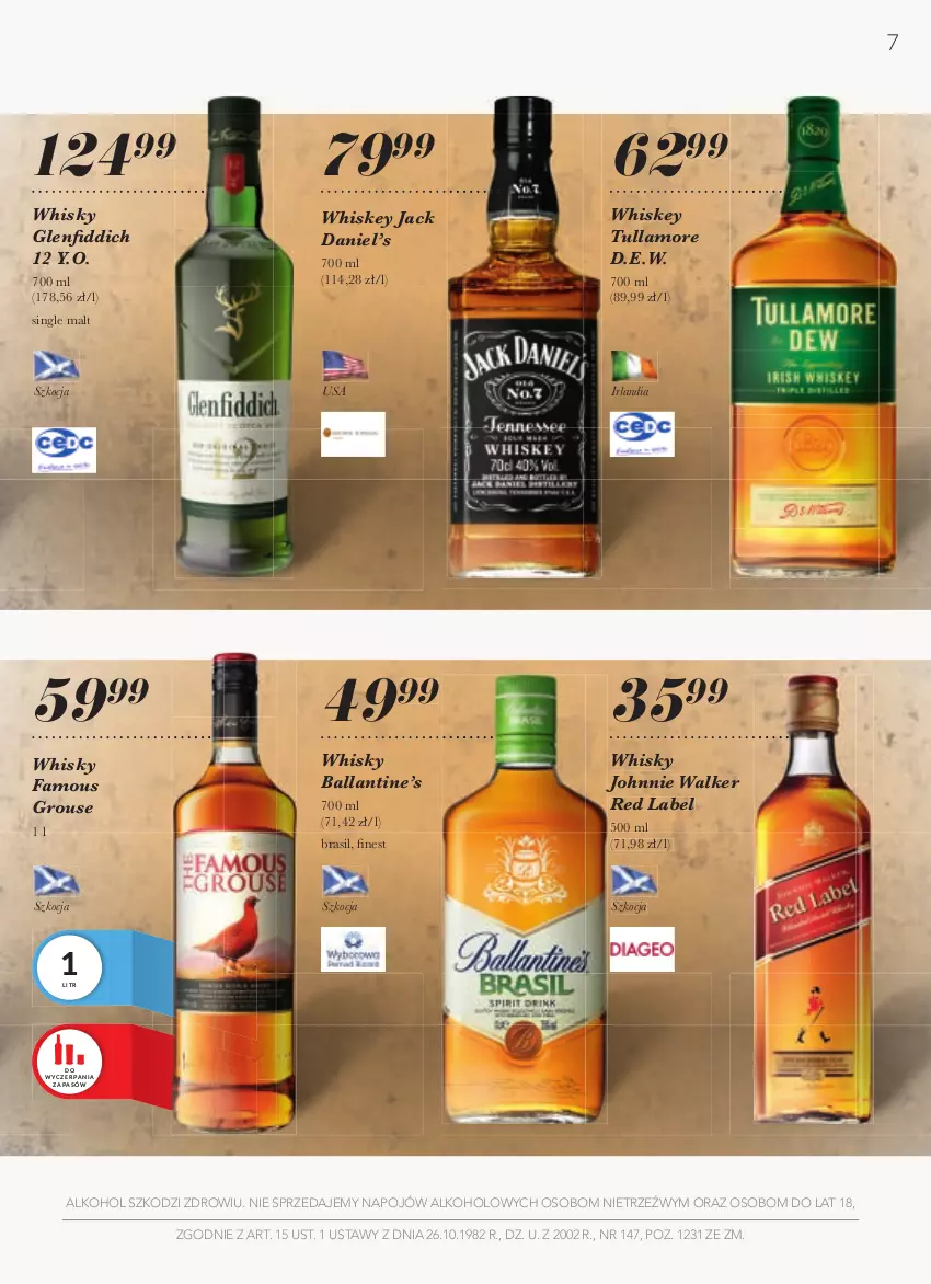 Gazetka promocyjna Stokrotka - Kolekcja alkoholi - ważna 19.08 do 15.09.2021 - strona 7 - produkty: Fa, Johnnie Walker, Koc, Whiskey, Whisky