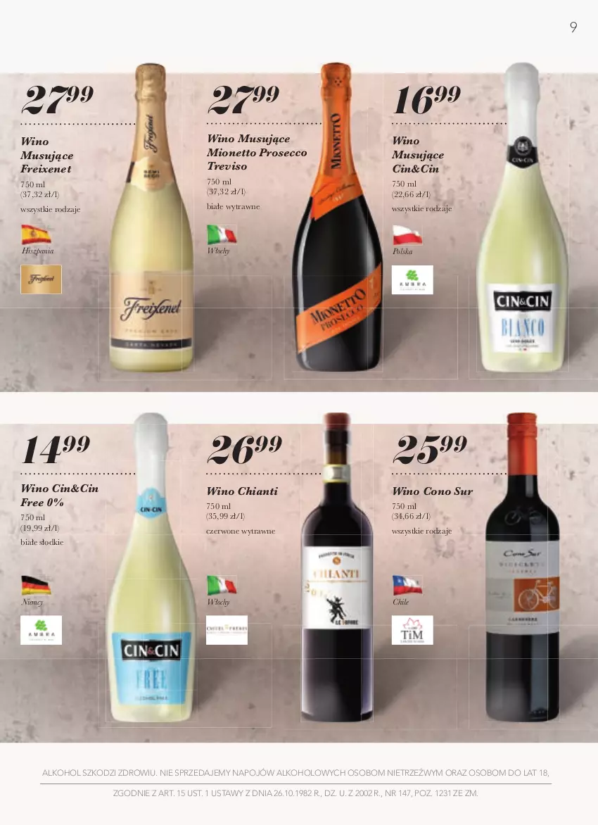 Gazetka promocyjna Stokrotka - Kolekcja alkoholi - ważna 19.08 do 15.09.2021 - strona 9 - produkty: Chia, Chianti, Mionetto, Mus, Prosecco, Wino, Wino musujące