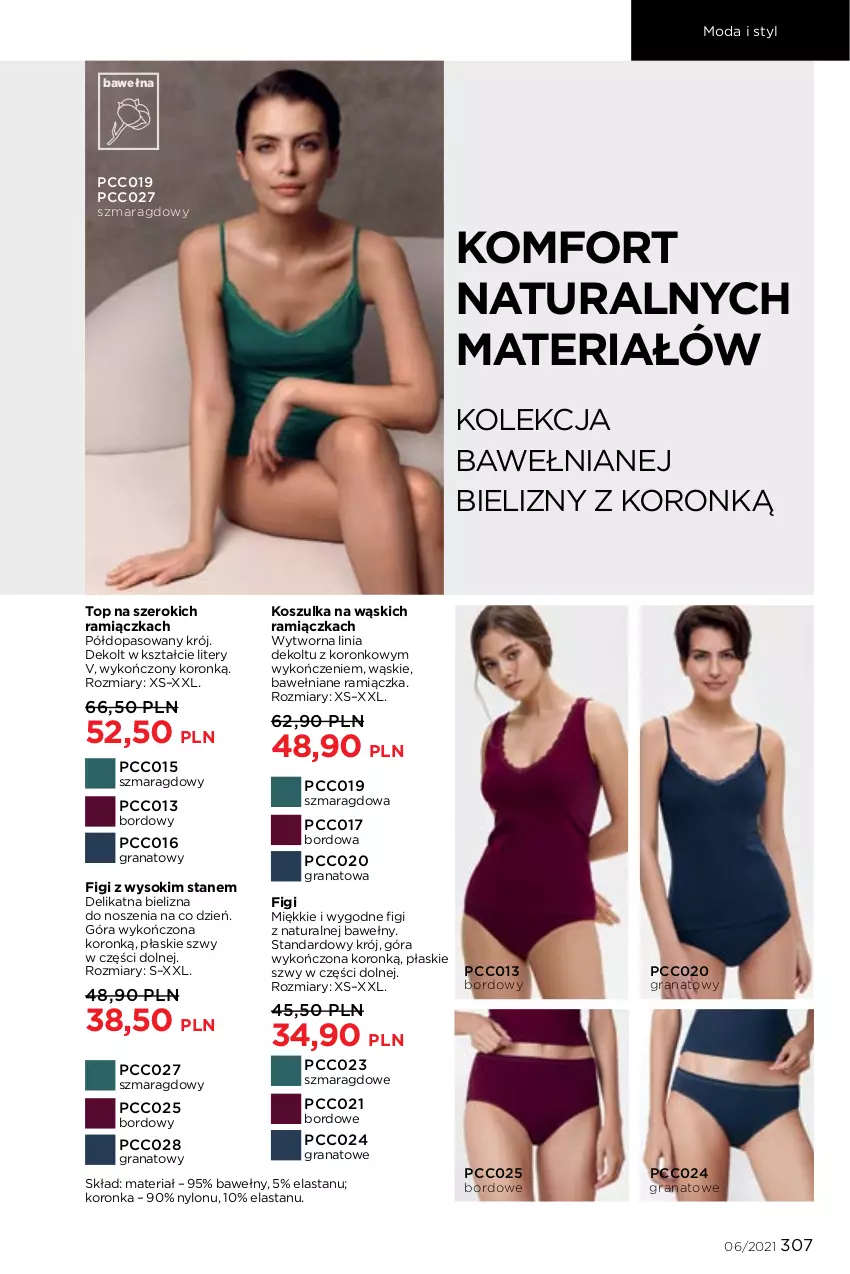 Gazetka promocyjna Faberlic - Gazetka - ważna 12.04 do 02.05.2021 - strona 307 - produkty: Bielizna, Figi, Gra, Granat, Kosz, Koszulka, Moda, Sok, Top, Wełna