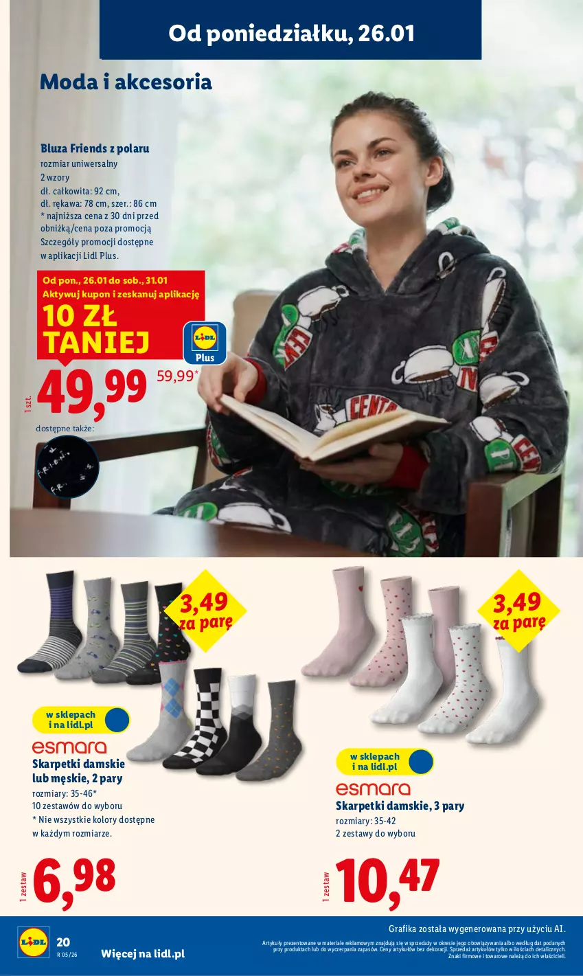 Gazetka promocyjna Lidl - GAZETKA - ważna 26.01 do 31.01.2026 - strona 20 - produkty: Bluza, Gra, Grafika, Karp, Kawa, Moda, Skarpetki