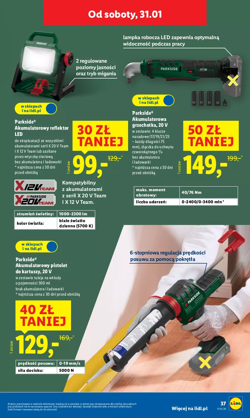 Gazetka promocyjna Lidl - GAZETKA - ważna 26.01 do 31.01.2026 - strona 43 - produkty: Akumulator, Parkside, Pistolet, Reflektor, Reflektor LED, Rum, Ser, Silan, Top, Tusz