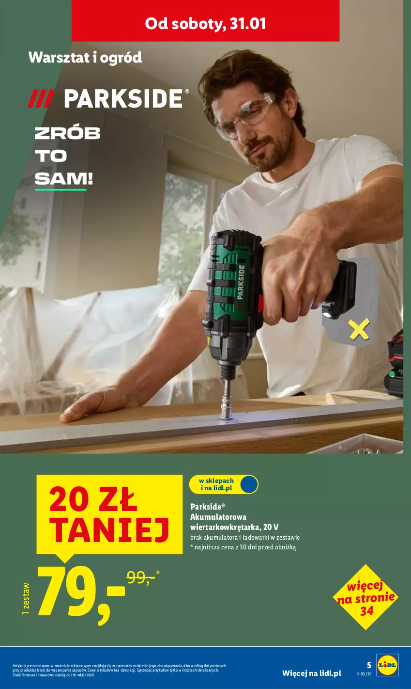 Gazetka promocyjna Lidl - GAZETKA - ważna 26.01 do 31.01.2026 - strona 5 - produkty: Akumulator, Akumulatorowa wiertarkowkrętark, Ogród, Parkside, Tarka, Wiertarkowkrętarka, Wkręt, Wkrętarka