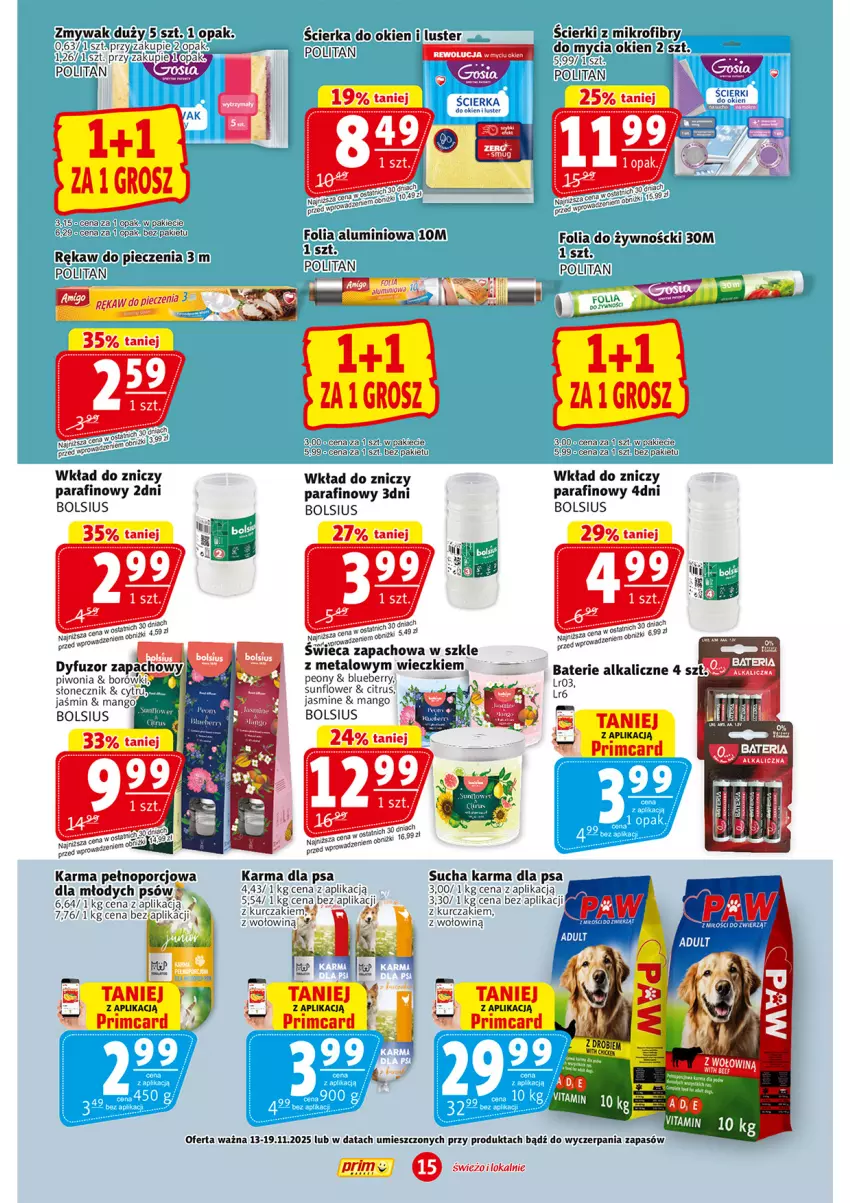 Gazetka promocyjna Prim Market - ważna 13.11 do 19.11.2025 - strona 15 - produkty: Bols, Bolsius, Folia aluminiowa, Kurczak, Mango, Piec, Por, Sucha karma, Znicz