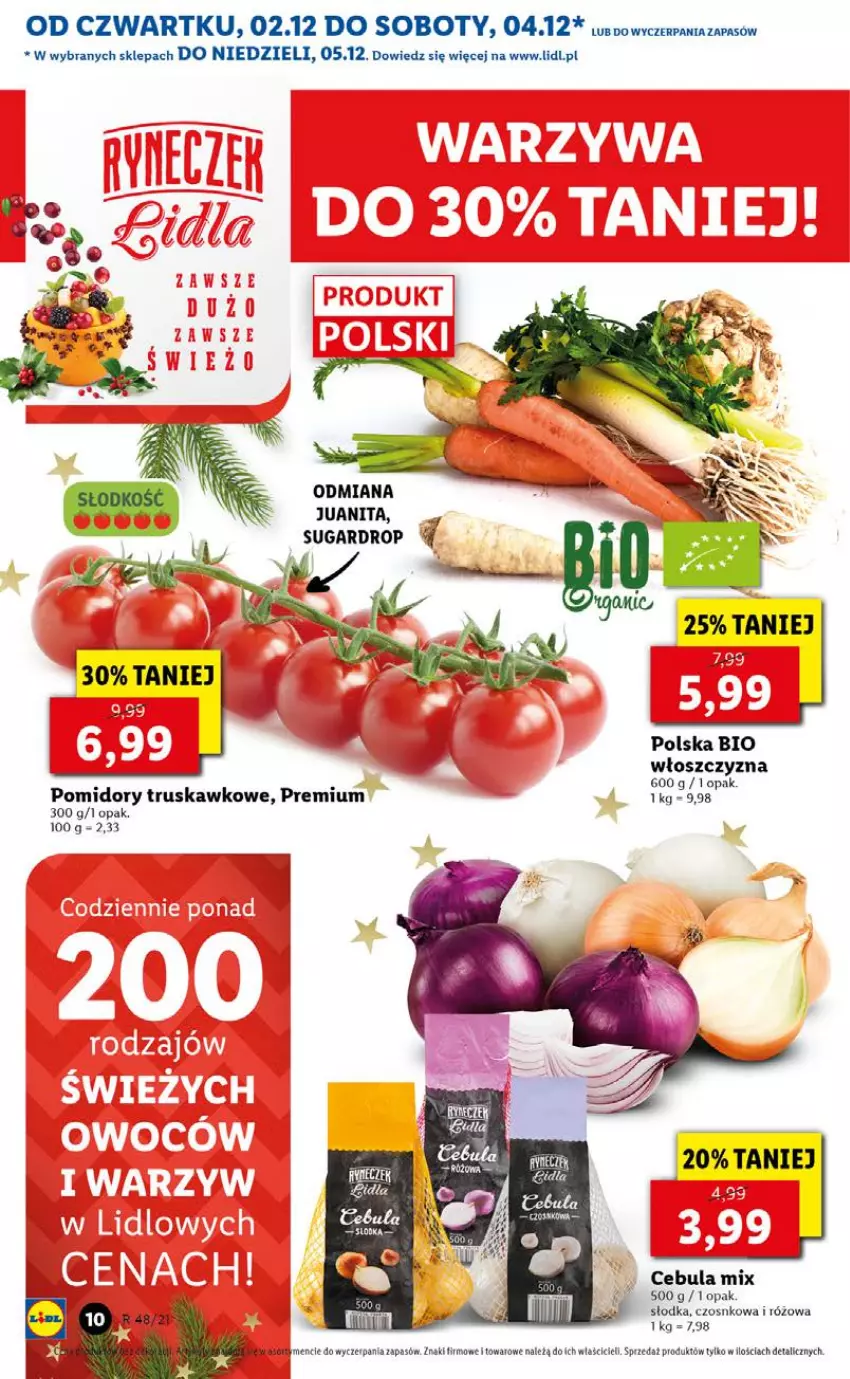 Gazetka promocyjna Lidl - GAZETKA OD 02.12 DO 05.12 - ważna 02.12 do 05.12.2021 - strona 10 - produkty: Cebula, Pomidory