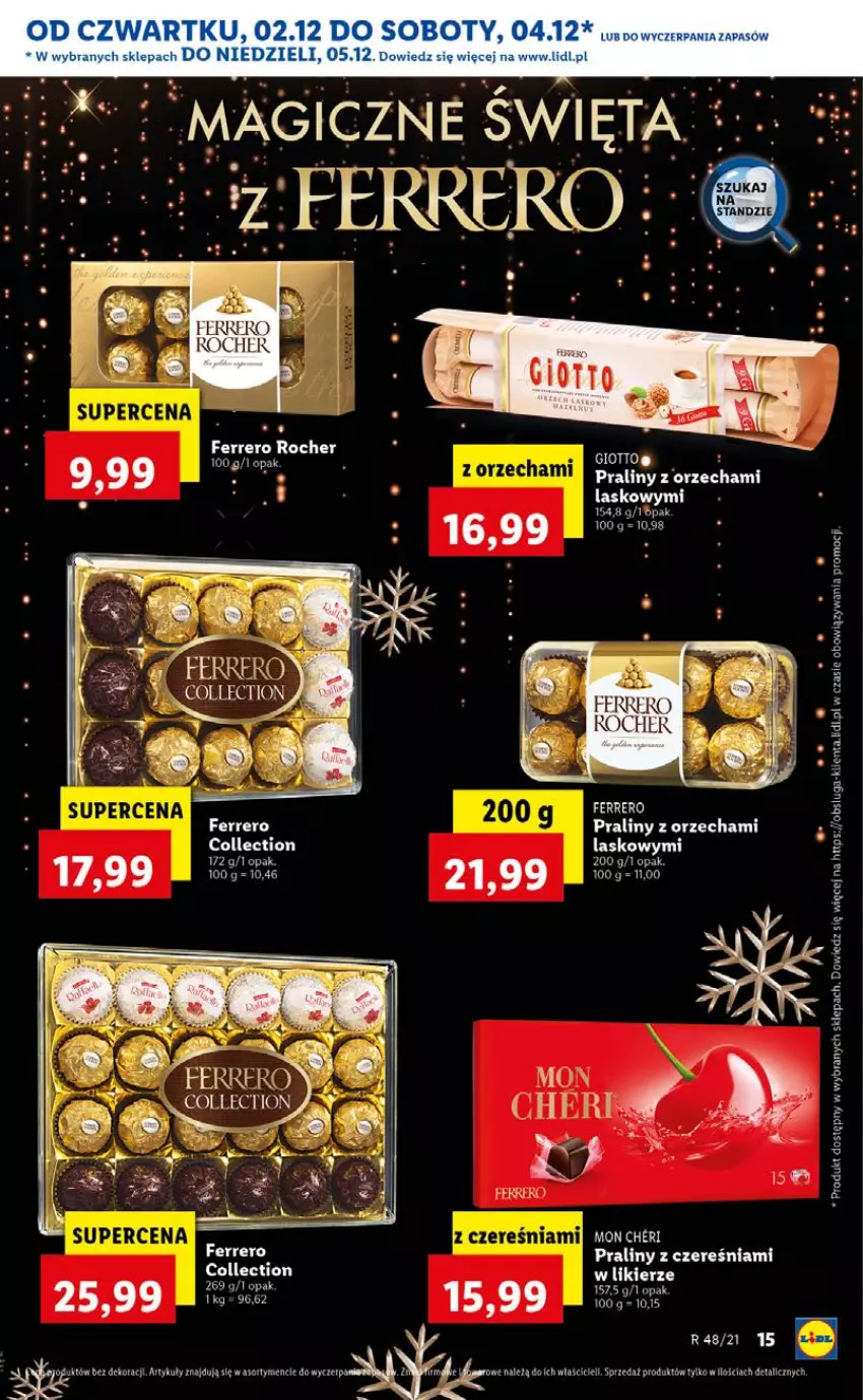 Gazetka promocyjna Lidl - GAZETKA OD 02.12 DO 05.12 - ważna 02.12 do 05.12.2021 - strona 15 - produkty: Ferrero, Koc, Likier, Praliny