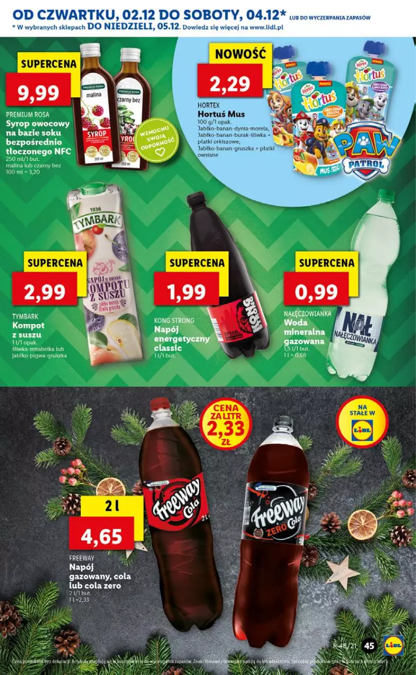 Gazetka promocyjna Lidl - GAZETKA OD 02.12 DO 05.12 - ważna 02.12 do 05.12.2021 - strona 45 - produkty: Hortex, Mus, Napój, Noż, Płatki orkiszowe, Sok