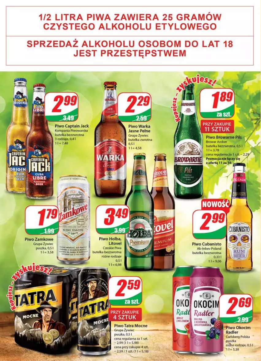 Gazetka promocyjna Dino - Gazetka - ważna 07.07 do 13.07.2021 - strona 14 - produkty: Captain Jack, Carlsberg, Koc, Okocim, Piwa, Piwo, Radler, Tatra, Warka