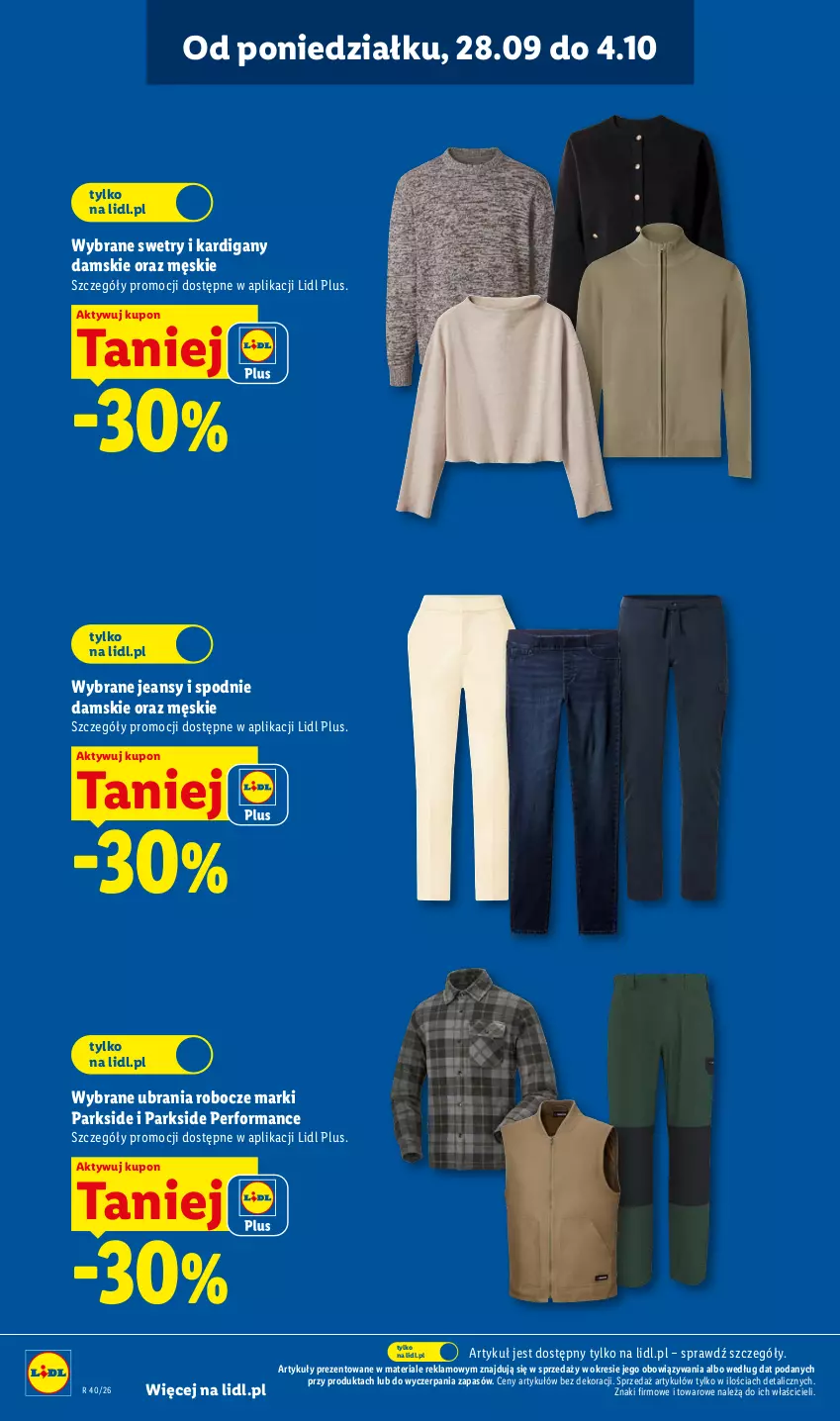 Gazetka promocyjna Lidl - Gazetka ważna od 28.09. do 03.10. - ważna 28.09 do 03.10.2026 - strona 10 - produkty: Kardigan, Parkside, Spodnie, Ubrania