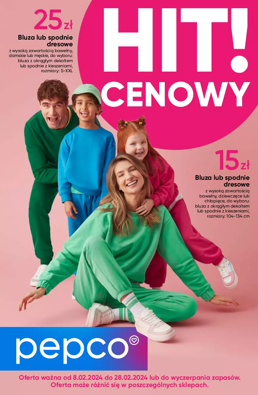 Gazetka promocyjna Pepco - Kolorowe dresy - ważna 08.02 do 28.02.2024 - strona 1 - produkty: Bluza, Dres, Sok, Spodnie, Spodnie dresowe