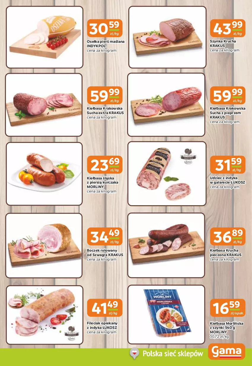 Gazetka promocyjna Gama - Gazetka Gama - ważna 03.10 do 15.10.2024 - strona 3 - produkty: Boczek, Gala, Gra, Kiełbasa, Kiełbasa krakowska, Kiełbasa krucha, Kiełbasa śląska, Kosz, Krakus, Kurczak, LANA, Morliny, Piec, Pieprz, Szynka, Udziec z indyka, Udziec z indyka w galarecie