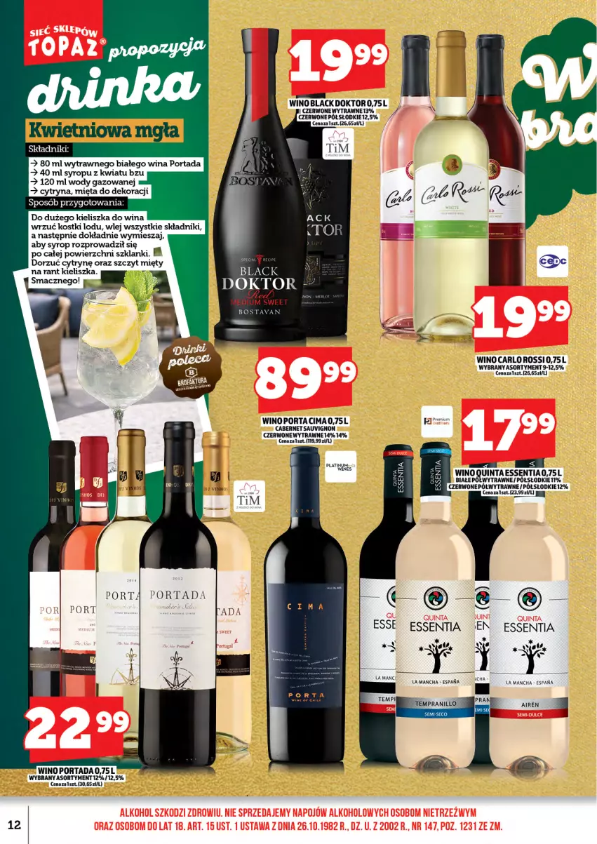Gazetka promocyjna Topaz - Gazetka - ważna 17.04 do 30.04.2026 - strona 14 - produkty: Cabernet Sauvignon, Carlo Rossi, Lack, Lanki, Mięta, Por, Portada, Syrop, Wino