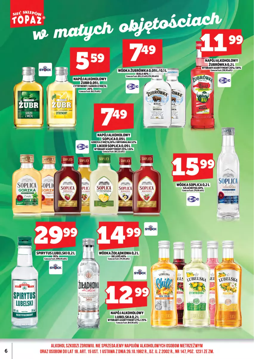 Gazetka promocyjna Topaz - Gazetka - ważna 17.04 do 30.04.2026 - strona 8 - produkty: Gin, Likier, Napój, Soplica, Stock, Top, Wódka