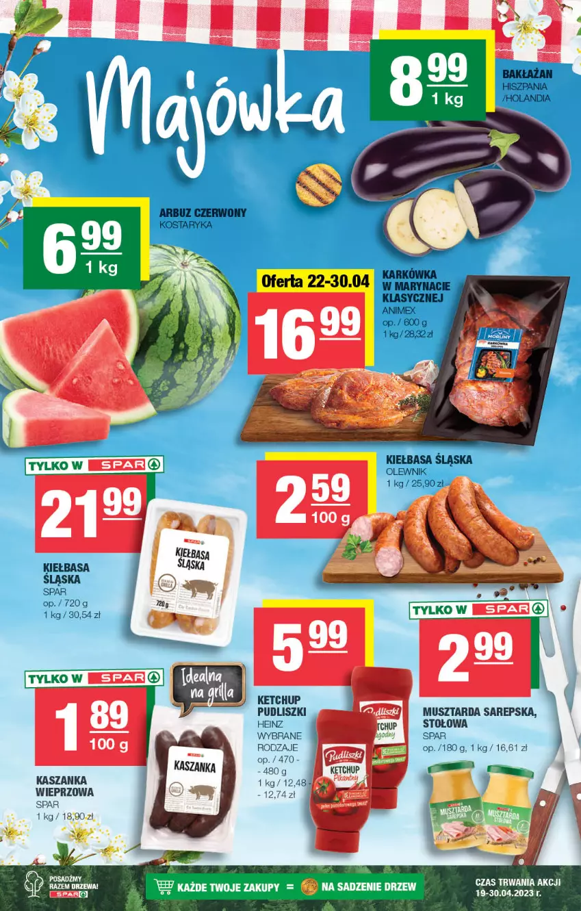 Gazetka promocyjna Spar - Spar - ważna 19.04 do 30.04.2023 - strona 4 - produkty: Heinz, Ketchup, Kiełbasa, Kiełbasa śląska, Mus, Musztarda, Olewnik, Pudliszki