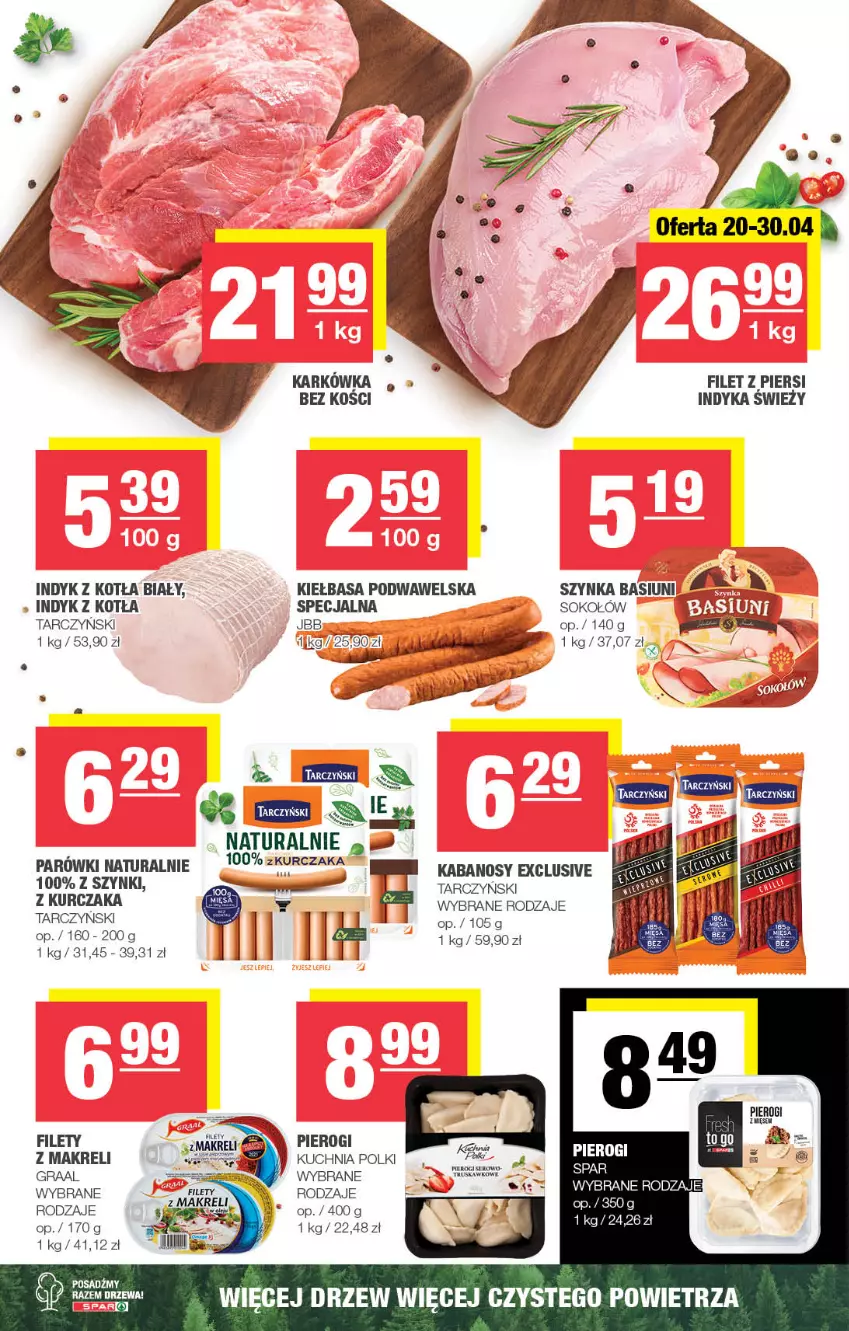 Gazetka promocyjna Spar - Spar - ważna 19.04 do 30.04.2023 - strona 6 - produkty: Kabanos, Kiełbasa, Kiełbasa podwawelska, Kuchnia, Parówki, Pierogi, Sok, Sokołów, Tarczyński, Wawel