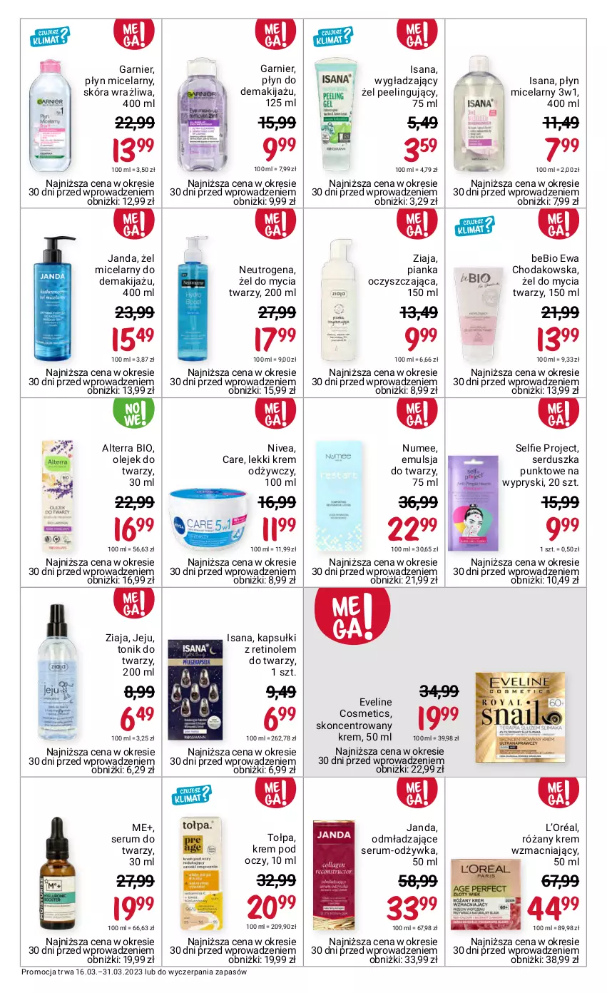 Gazetka promocyjna Rossmann - 16 marca - ważna 16.03 do 31.03.2023 - strona 5 - produkty: Alterra, Emulsja, Eveline, Garnier, Isana, Krem odżywczy, Krem pod oczy, L’Oréal, Makijaż, Neutrogena, Nivea, Odmładzające serum, Odżywka, Olej, Peeling, Płyn micelarny, Róża, Rum, Ser, Serum, Serum do twarzy, Tołpa, Tonik, Tonik do twarzy, Ziaja