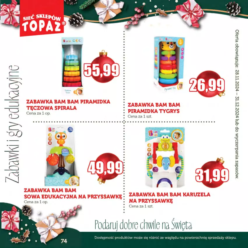 Gazetka promocyjna Topaz - Gazetka - ważna 28.11 do 31.12.2024 - strona 74 - produkty: Gry, Zabawka