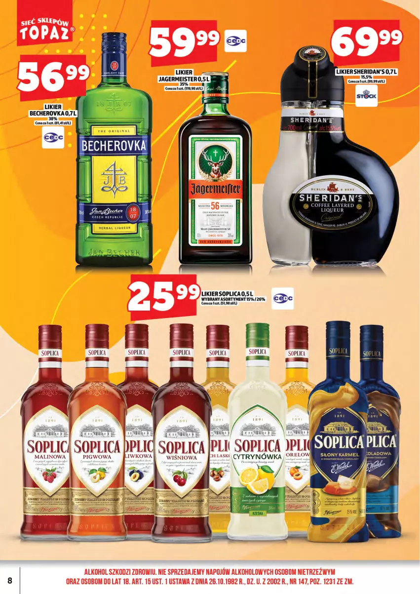 Gazetka promocyjna Topaz - Gazetka - ważna 01.06 do 14.06.2026 - strona 10 - produkty: Likier, Sheridan's, Soplica