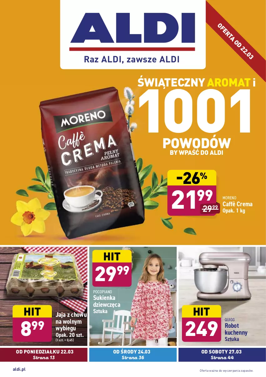 Gazetka promocyjna Aldi - ALE! CENA w ALDI - ważna 22.03 do 27.03.2021 - strona 1 - produkty: Jaja, Pocopiano, Robot, Sukienka