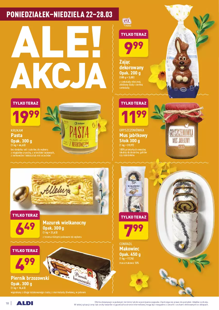 Gazetka promocyjna Aldi - ALE! CENA w ALDI - ważna 22.03 do 27.03.2021 - strona 18 - produkty: Deser, Gry, Kokos, Makowiec, Mola, Mus, Piernik, Ser, Tera