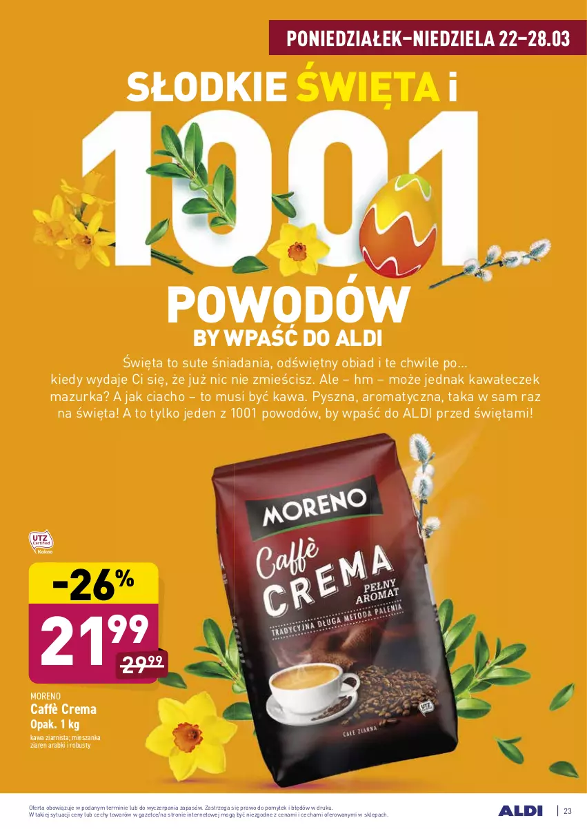 Gazetka promocyjna Aldi - ALE! CENA w ALDI - ważna 22.03 do 27.03.2021 - strona 23 - produkty: Kawa, Kawa ziarnista, Mus