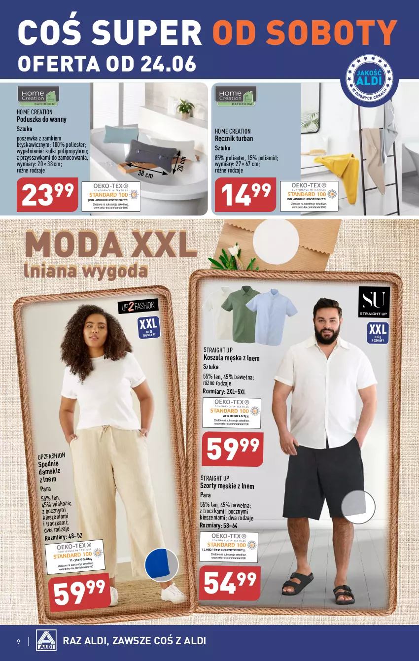 Gazetka promocyjna Aldi - COŚ do domu i nie tylko - ważna 21.06 do 24.06.2023 - strona 9 - produkty: Fa, Kosz, Koszula, Moda, Poduszka, Poszewka, Ręcznik, Spodnie, Szorty, Wełna