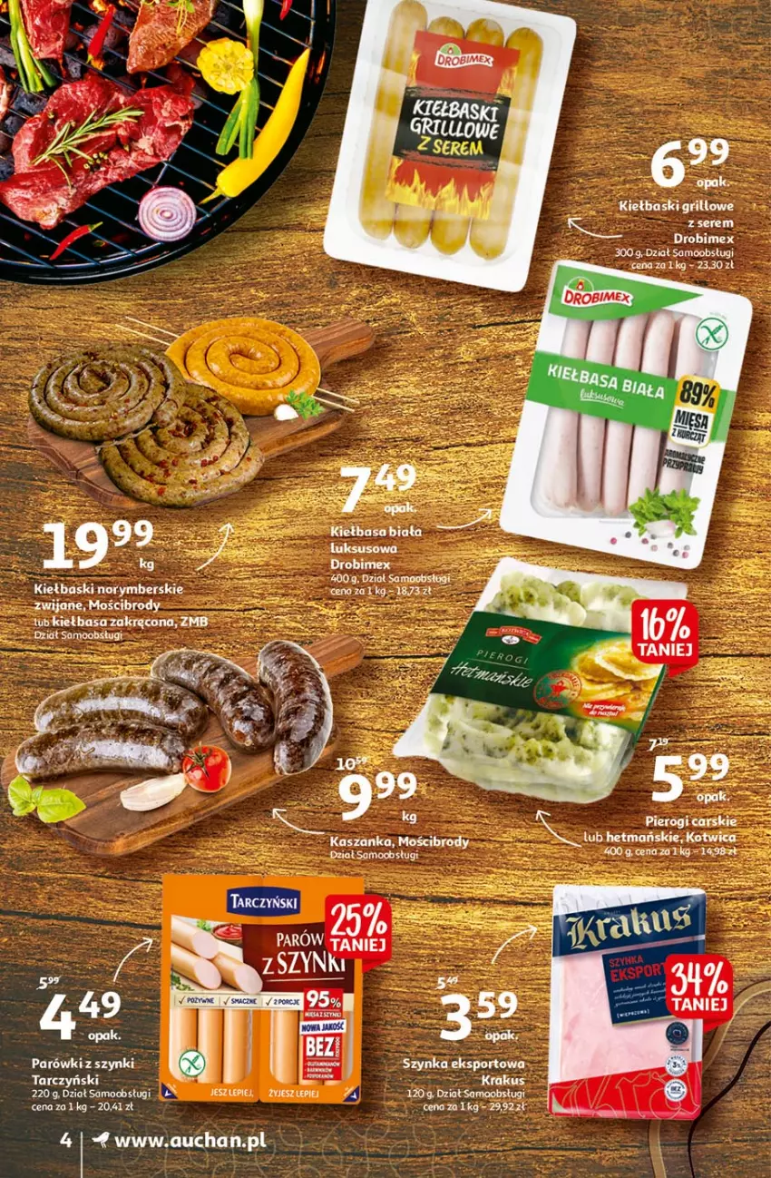 Gazetka promocyjna Auchan - 25 Urodziny #4 Supermarkety - ważna 14.05 do 21.05.2021 - strona 4 - produkty: Cars, Drobimex, Fa, Kasza, Kaszanka, KOBO, Krakus, Leon, Parówki, Pierogi, Por, Tarczyński