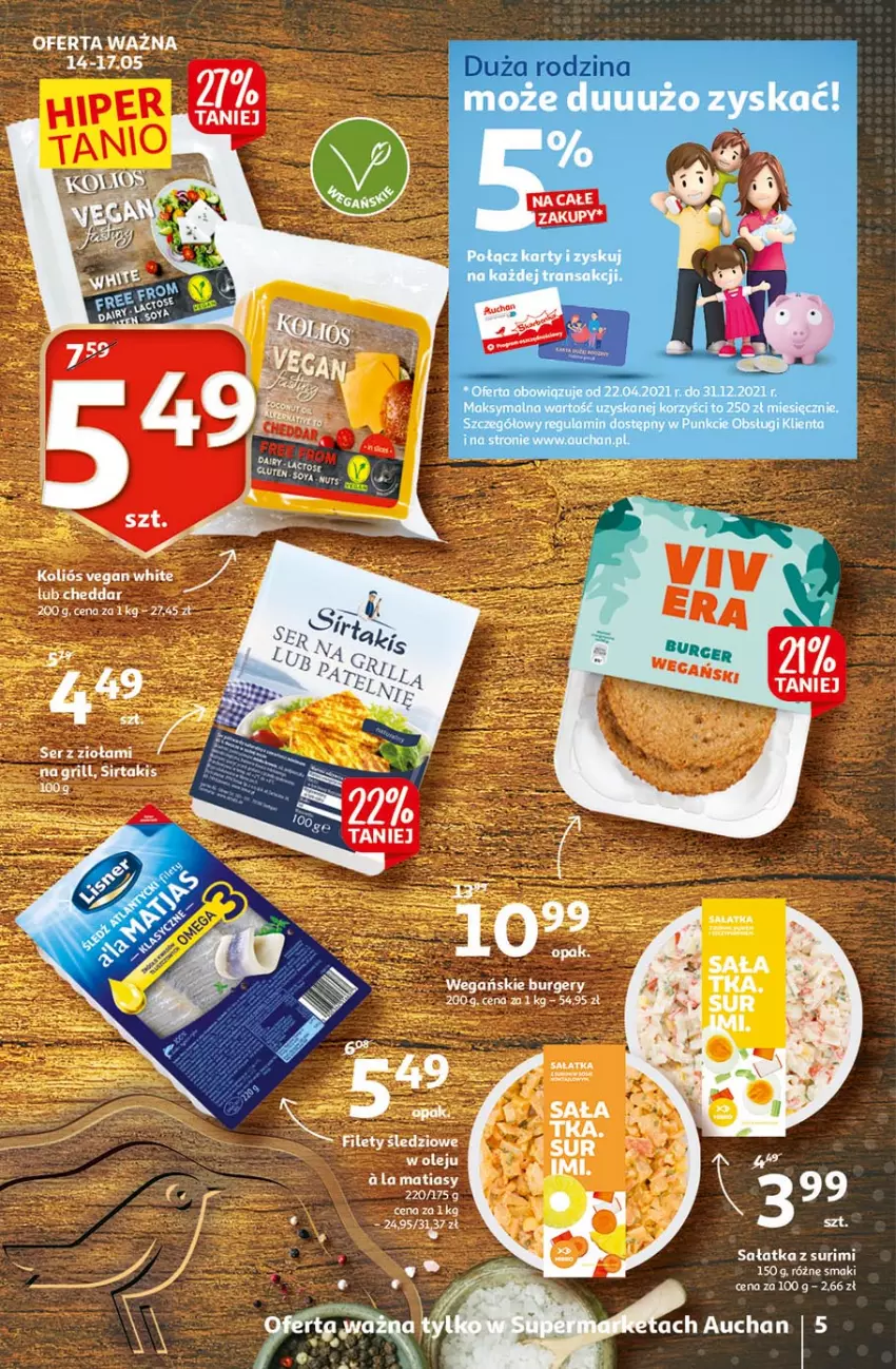 Gazetka promocyjna Auchan - 25 Urodziny #4 Supermarkety - ważna 14.05 do 21.05.2021 - strona 5 - produkty: Burger, Cheddar, Fa, Grill, Sałat, Sałatka, Surimi