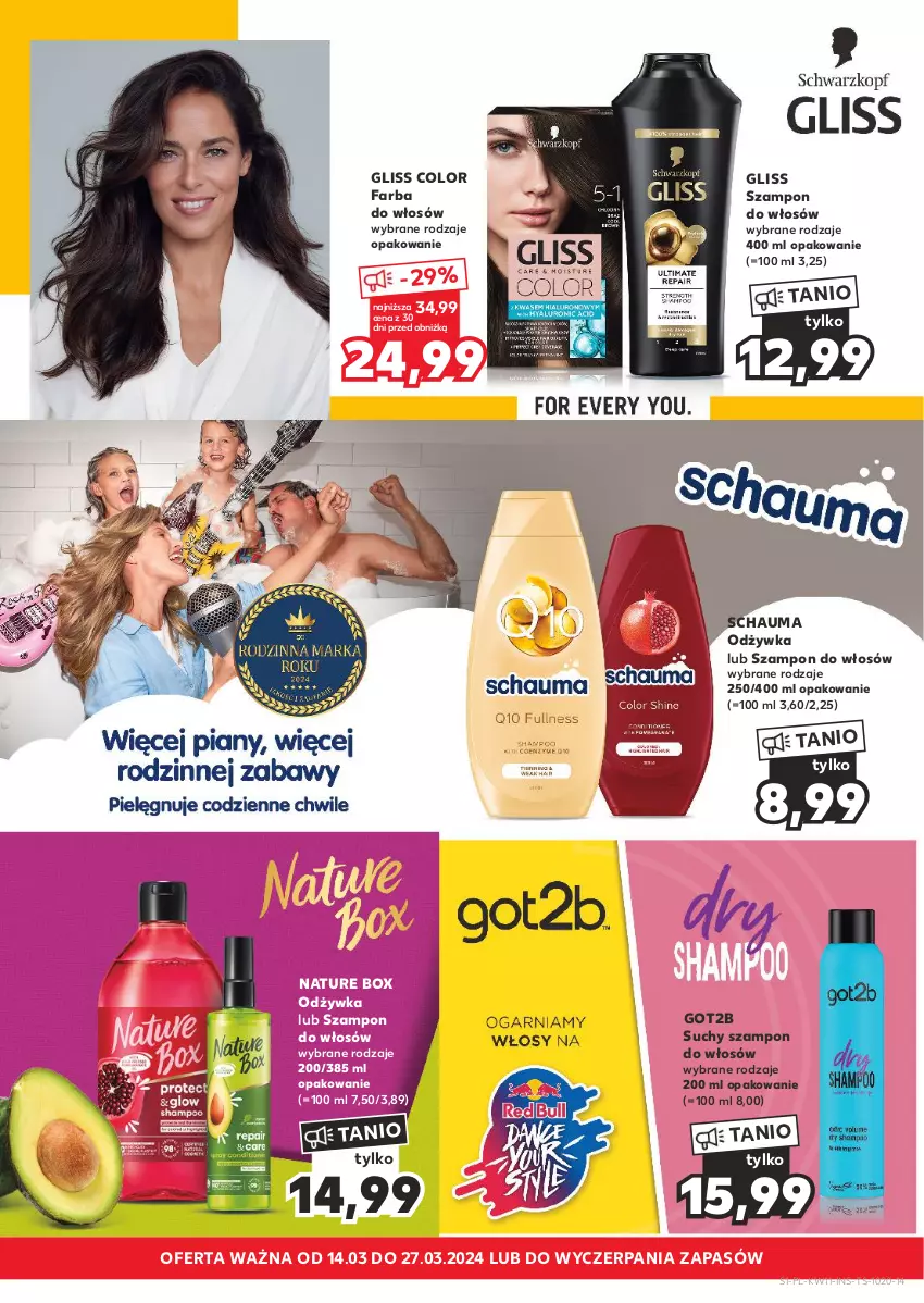 Gazetka promocyjna Kaufland - Kaufland - ważna 14.03 do 26.03.2024 - strona 1 - produkty: Fa, Farba do włosów, Got2b, Nature Box, Odżywka, Schauma, Suchy szampon, Szampon