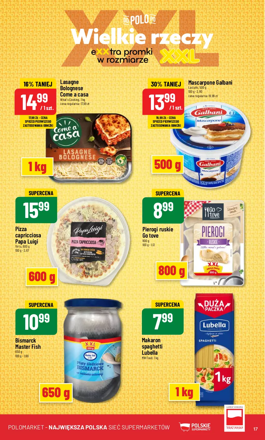 Gazetka promocyjna PoloMarket - Gazetka pomocyjna - ważna 15.05 do 21.05.2024 - strona 17 - produkty: Bell, Bella, Galbani, Lasagne, Lasagne bolognese, Lubella, Makaron, Mascarpone, Pierogi, Pizza, Spaghetti, Virtu